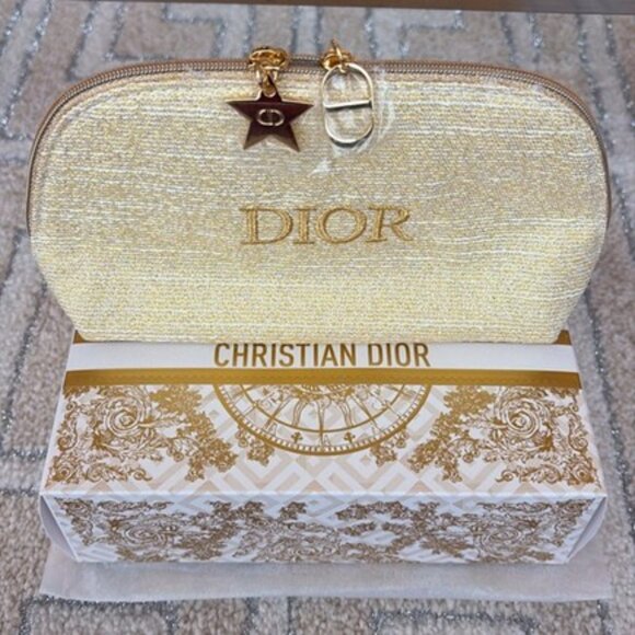 Christian Dior Gold Cosmetic Beauty Bag NIB - Picture 2 of 4